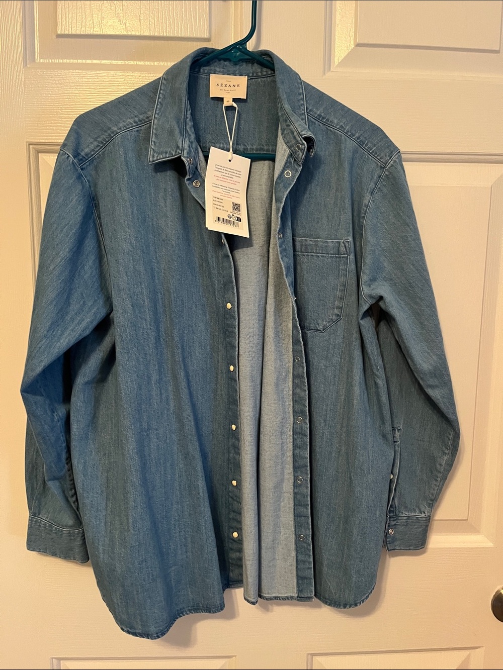 NWT Sezane denim MAX shirt in Deep Blue